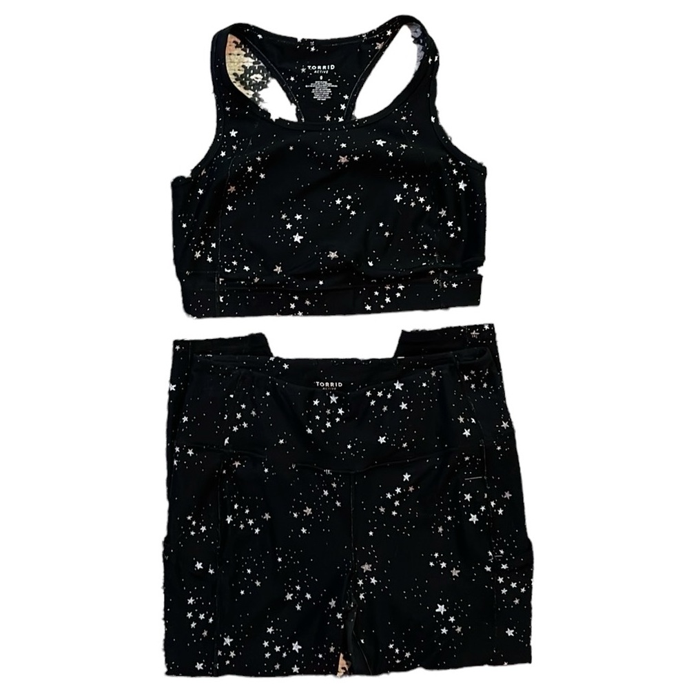 Torrid Black and Silver Stars Galaxy Activewear Set